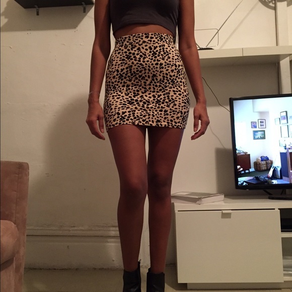 Leopard cotton pencil‎ mini skirt - Picture 1 of 4